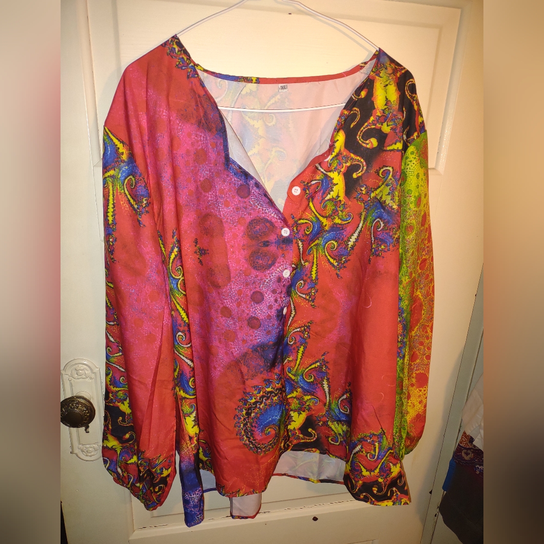 Multi Colored Button Up Blouse